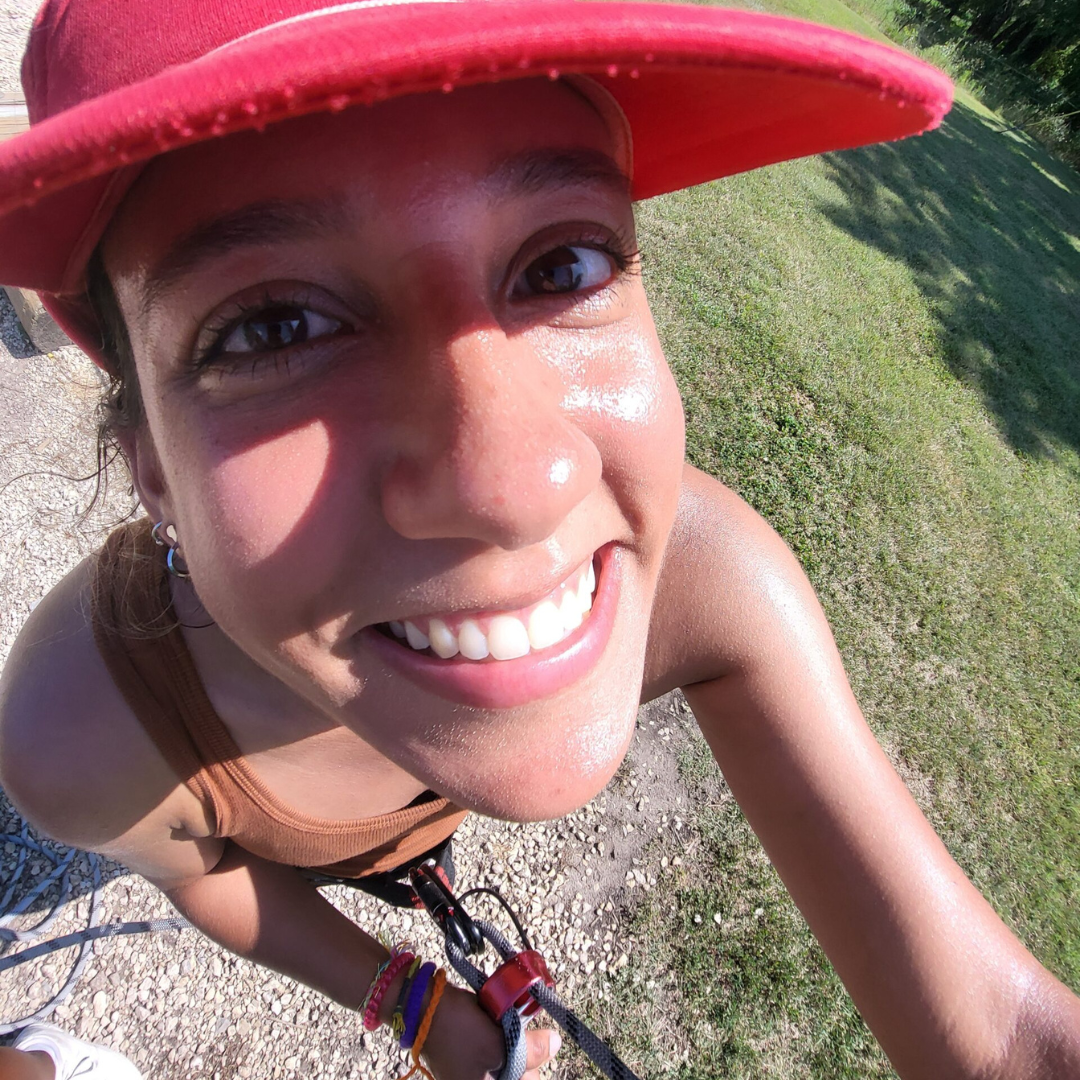 Student traveler goofing around and having fun during a gap year adventure.